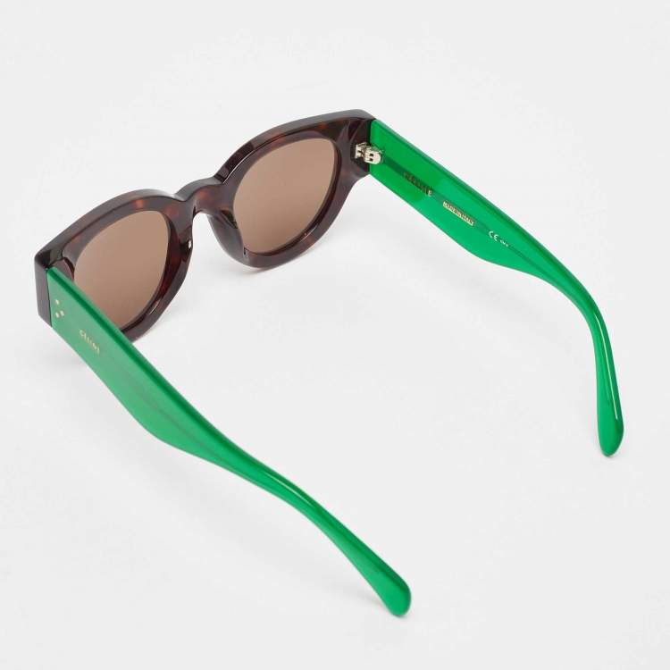 Pre Owned Celine Brown/Green SMU 04Z Square Sunglasses