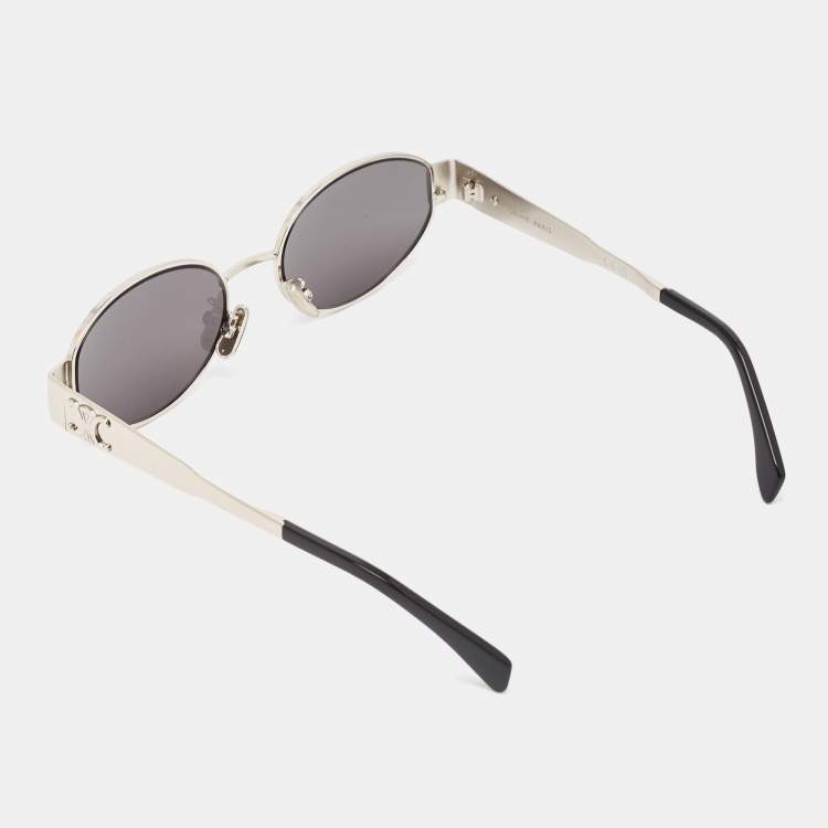 Pre Owned Celine Black/Silver CL40235U Oval Sunglasses