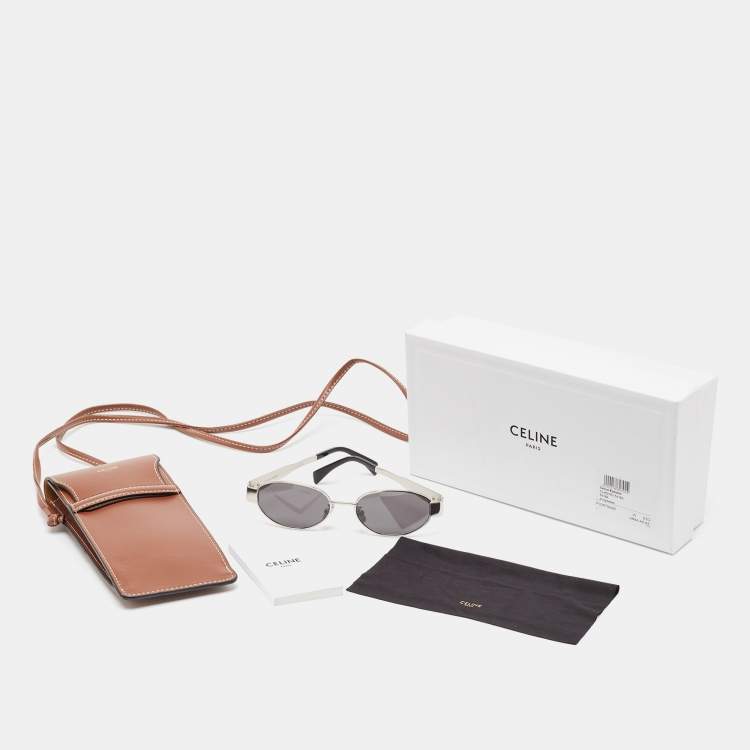 Pre Owned Celine Black/Silver CL40235U Oval Sunglasses