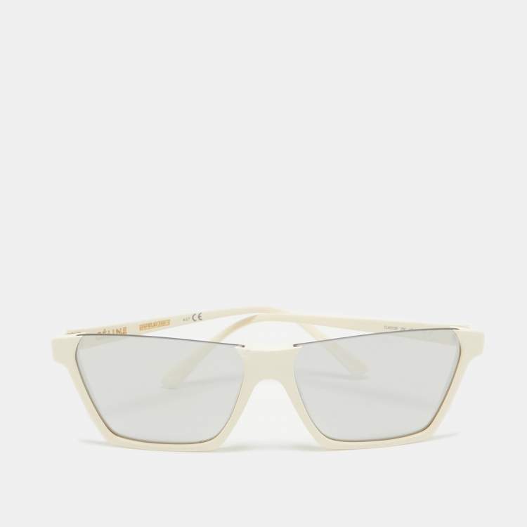 Pre Owned Celine Ivory/Grey Mirrored CL40028I Rectangle Sunglasses