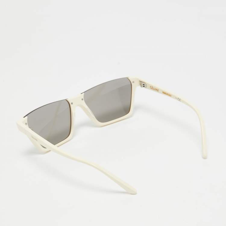 Pre Owned Celine Ivory/Grey Mirrored CL40028I Rectangle Sunglasses