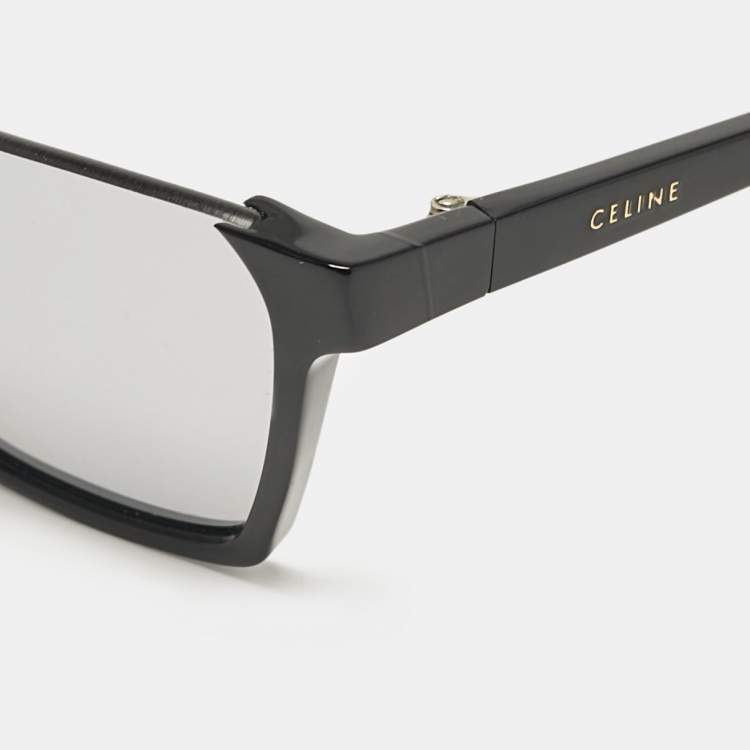 Pre Owned Celine Black/Silver Mirror CL400281 Square Sunglasses