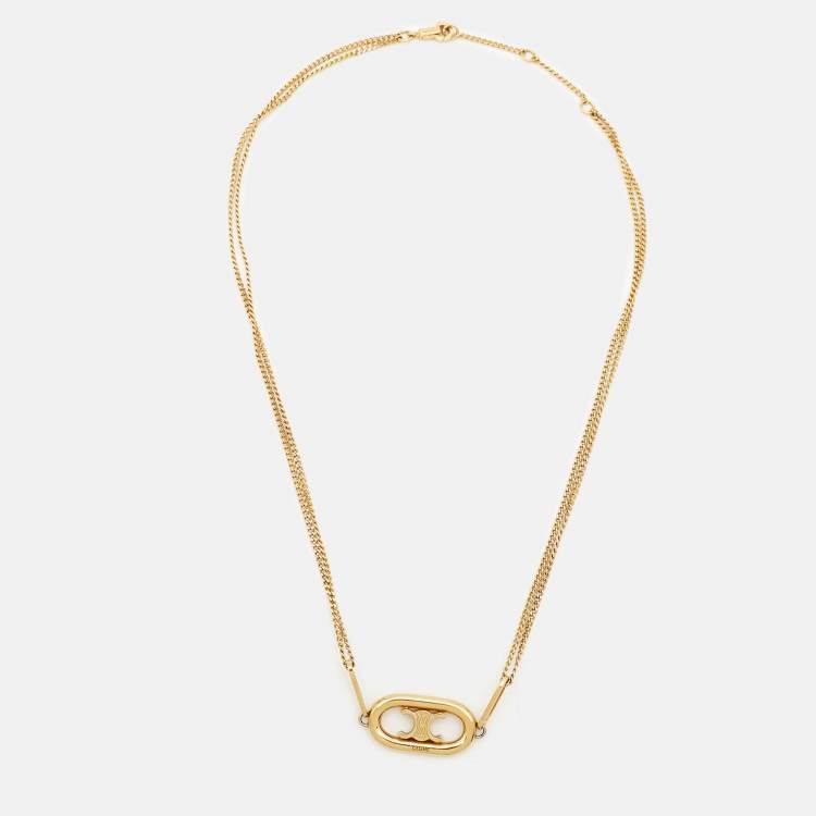 Pre Owned Celine Triomphe Gold Tone Necklace