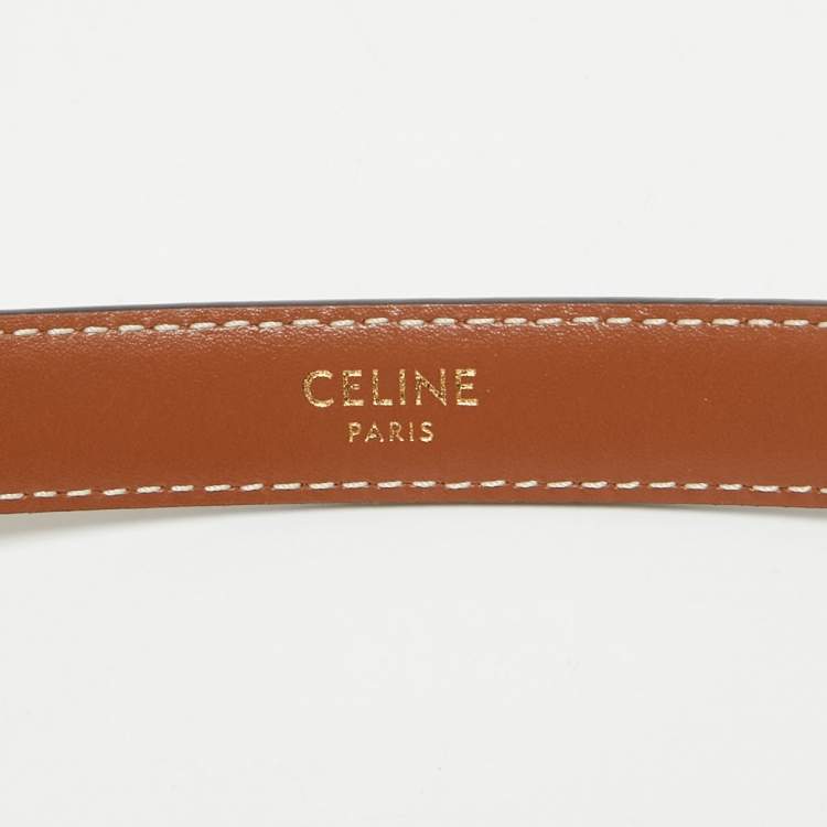 مملوكة مسبقًا Celine Tan Leather Triomphe Buckle Belt 75 CM