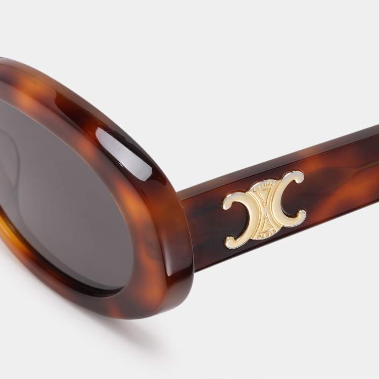 Pre Owned Celine Brown/Black CL40194U Triomphe Oval Sunglasses