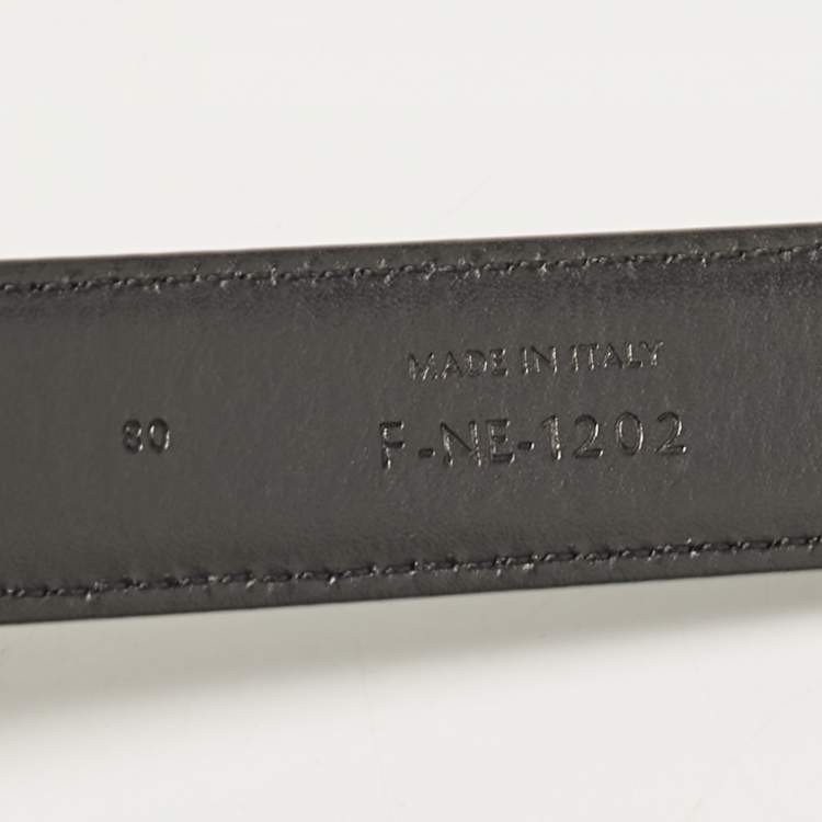 Pre Owned Celine Black Leather Triomphe Buckle Belt 80 CM