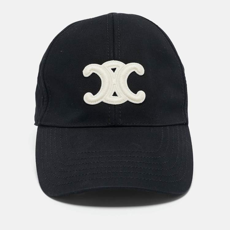 مملوكة مسبقًا Celine Black Cotton Triomphe Baseball Cap S