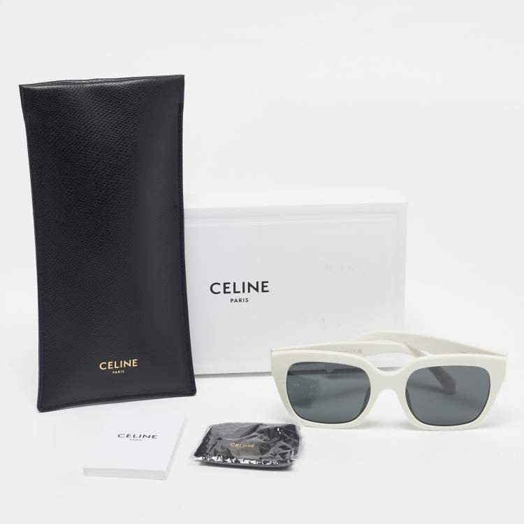 Pre Owned Celine White/Black CL40198F Square Sunglasses