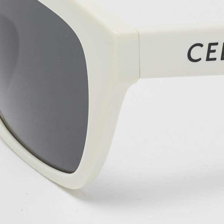 Pre Owned Celine White/Black CL40198F Square Sunglasses