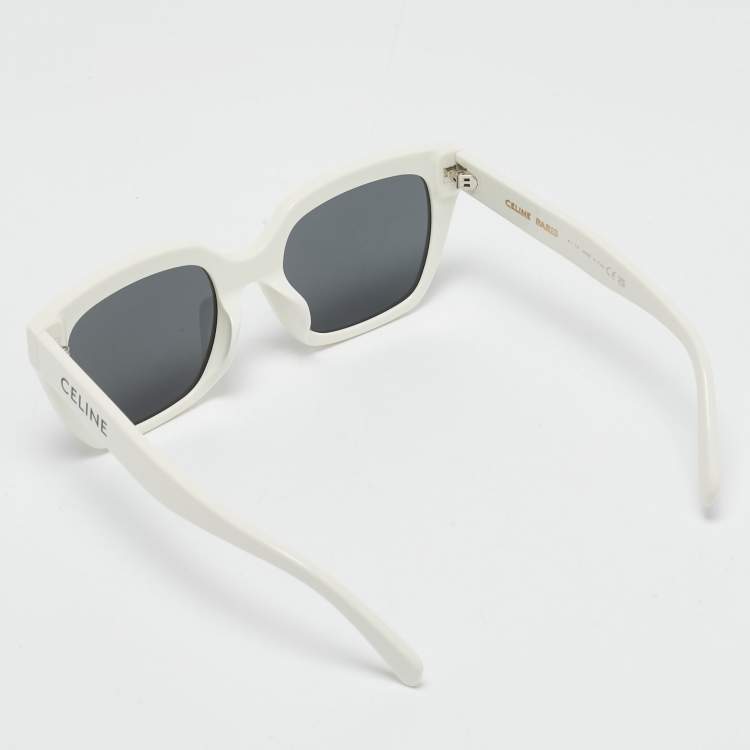 Pre Owned Celine White/Black CL40198F Square Sunglasses