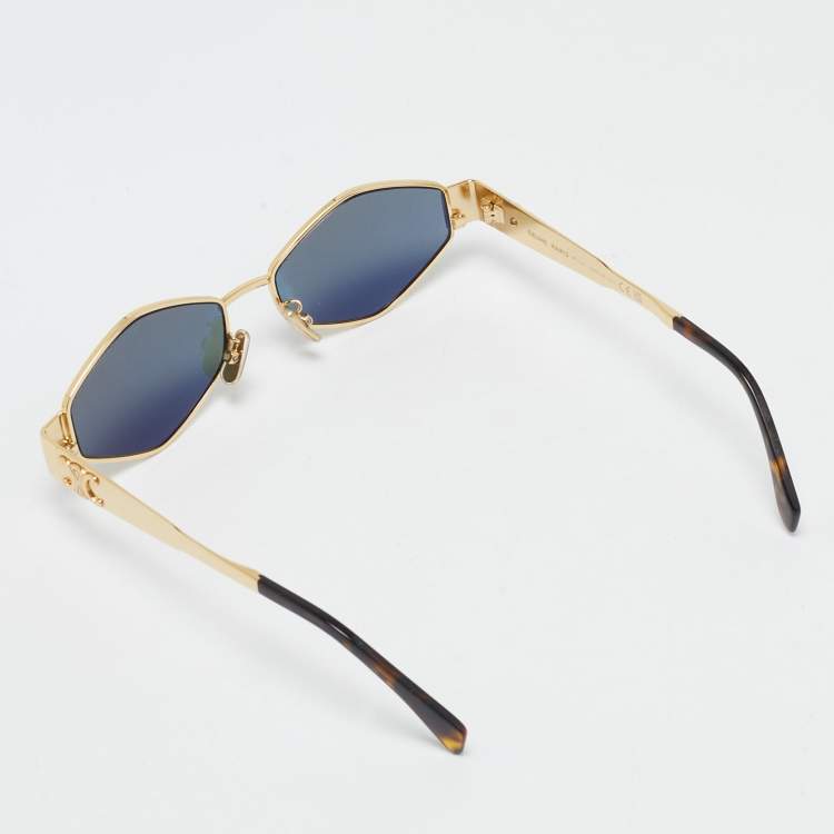 Pre Owned Celine Gold/Black CL40254U Geometric Sunglasses