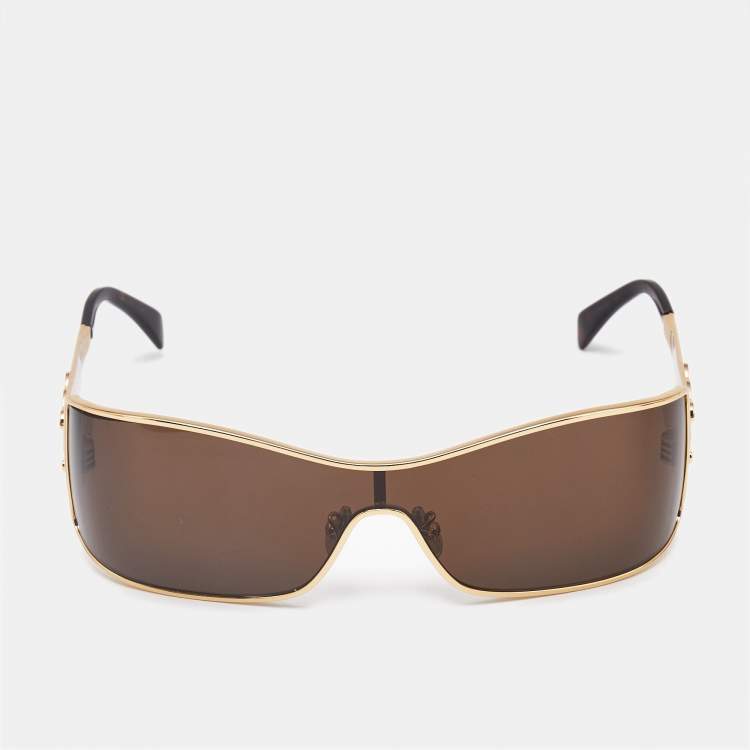 Pre Owned Celine Brown/Gold CL40283U Triomphe Shield Sunglasses