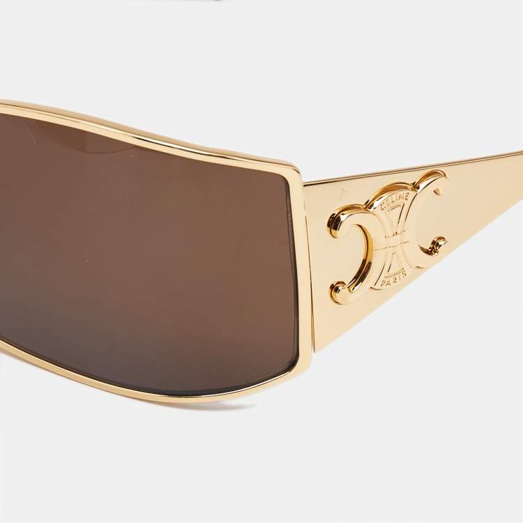 Pre Owned Celine Brown/Gold CL40283U Triomphe Shield Sunglasses