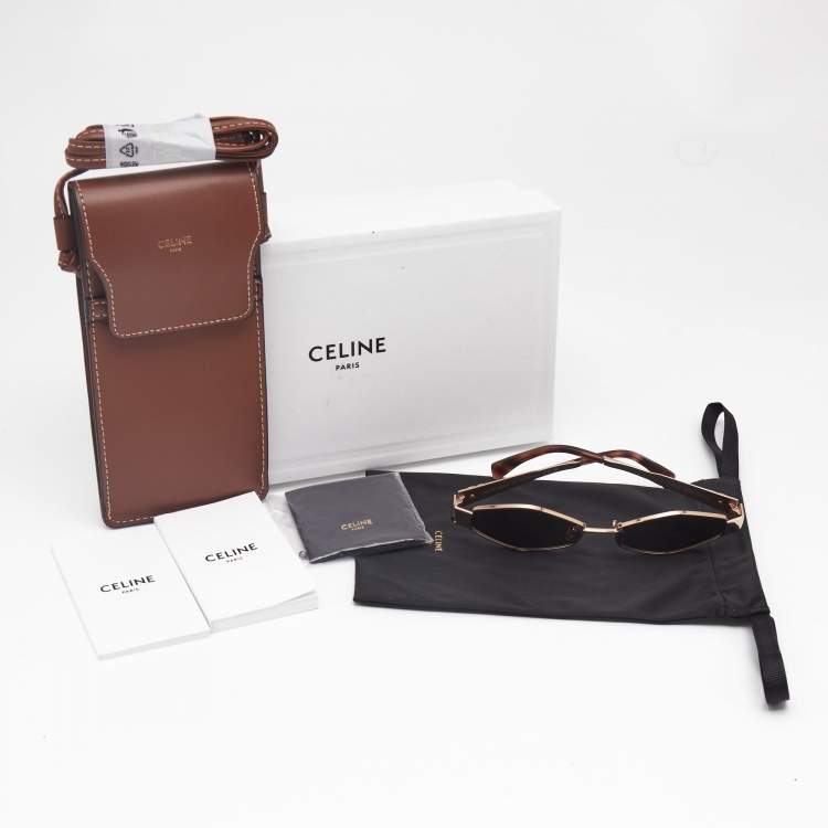 Pre Owned Celine Grey/Gold CL40254U Triomphe Geometric Sunglasses