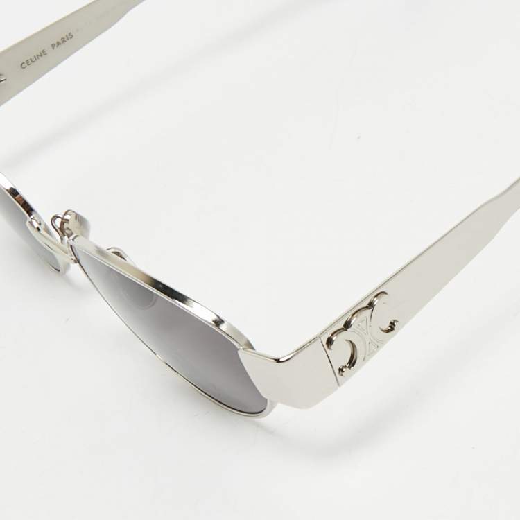 Pre Owned Celine Black/Silver CL0235U Triomphe Oval Sunglasses