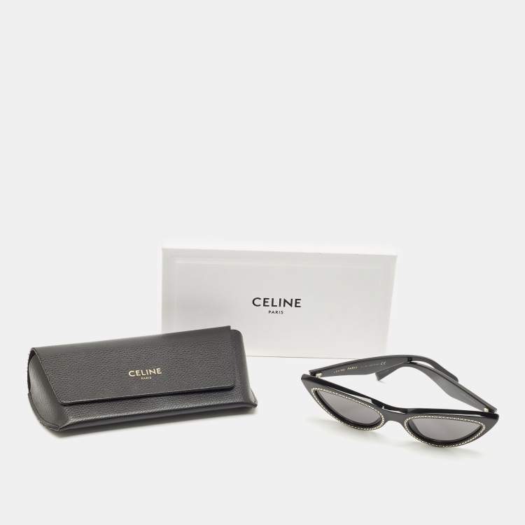 Pre Owned Celine Black CL4019IS Crystals Cat Eye Sunglasses