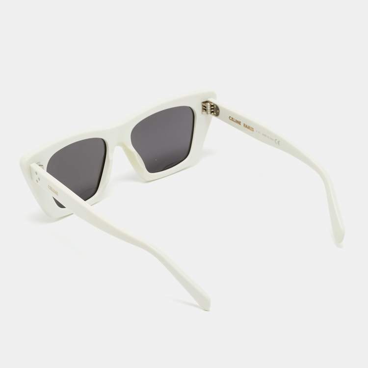 Pre Owned Celine White/Black CL40187I Edge Cat Eye Sunglasses