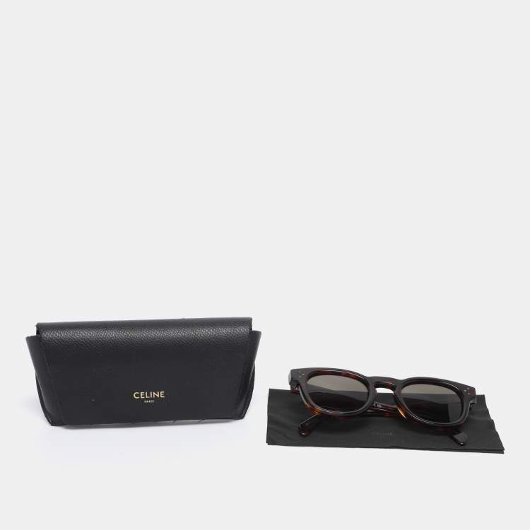 Pre Owned Celine Dark Brown/Black Tortoise CL402331 Sunglasses