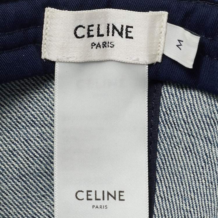 Pre Owned Celine Blue Union Wash Denim Triomphe Baseball Cap M