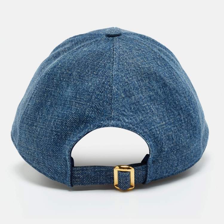 Pre Owned Celine Blue Union Wash Denim Triomphe Baseball Cap M