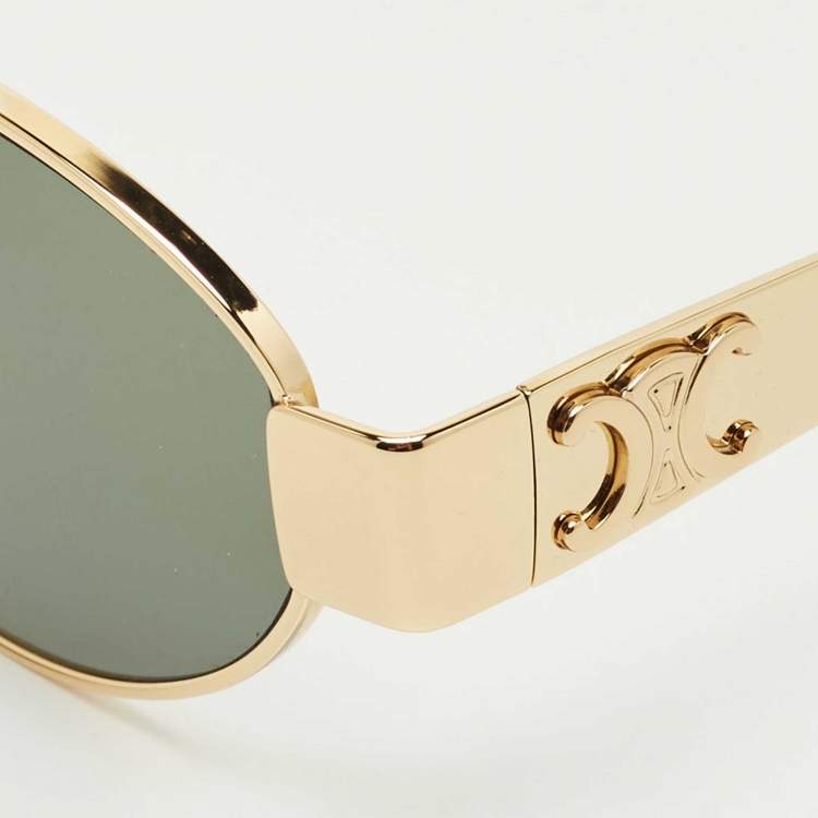 Pre Owned Celine Black/Gold Tone CL40235U Triomphe Oval Sunglasses