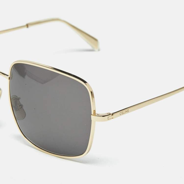 Pre Owned Celine Black/Gold Tone CL40284U Triomphe Crystals Square Sunglasses