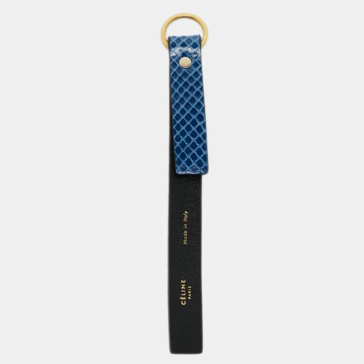 Pre Owned Celine Blue/Black Snakeskin Key Chain