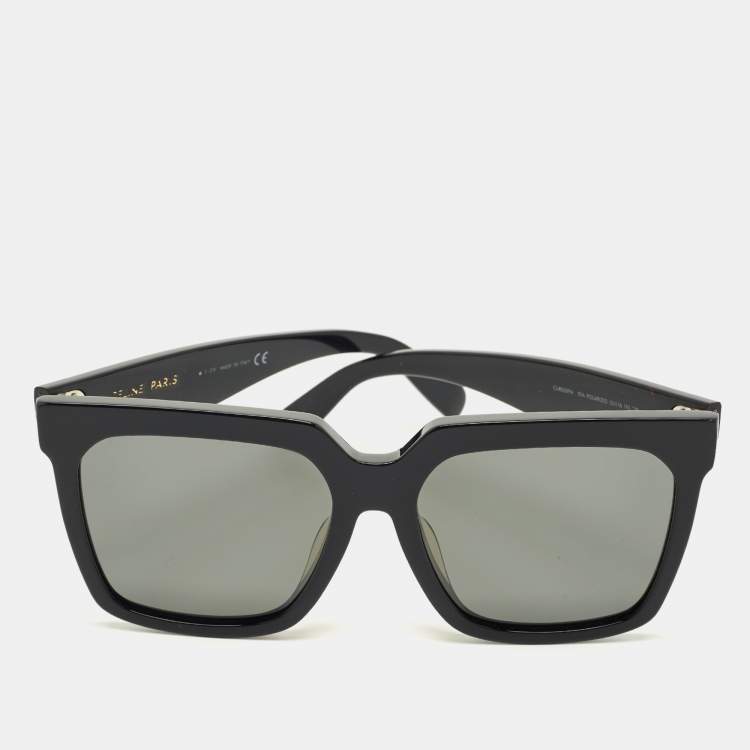 Pre Owned Celine Black CL4055FN Polarized Square Sunglasses