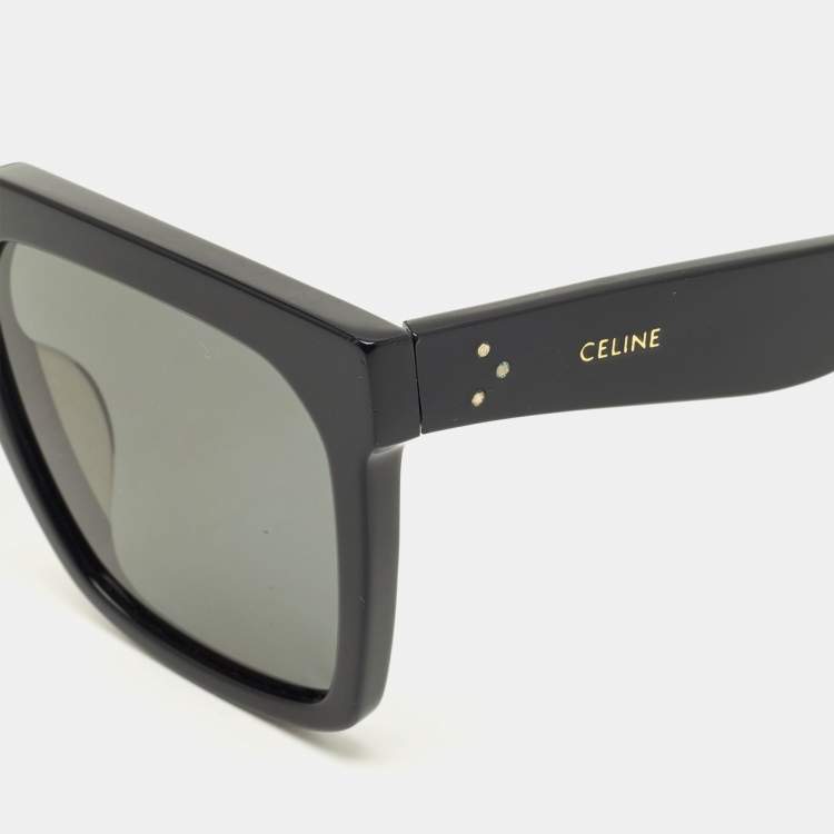 Pre Owned Celine Black CL4055FN Polarized Square Sunglasses