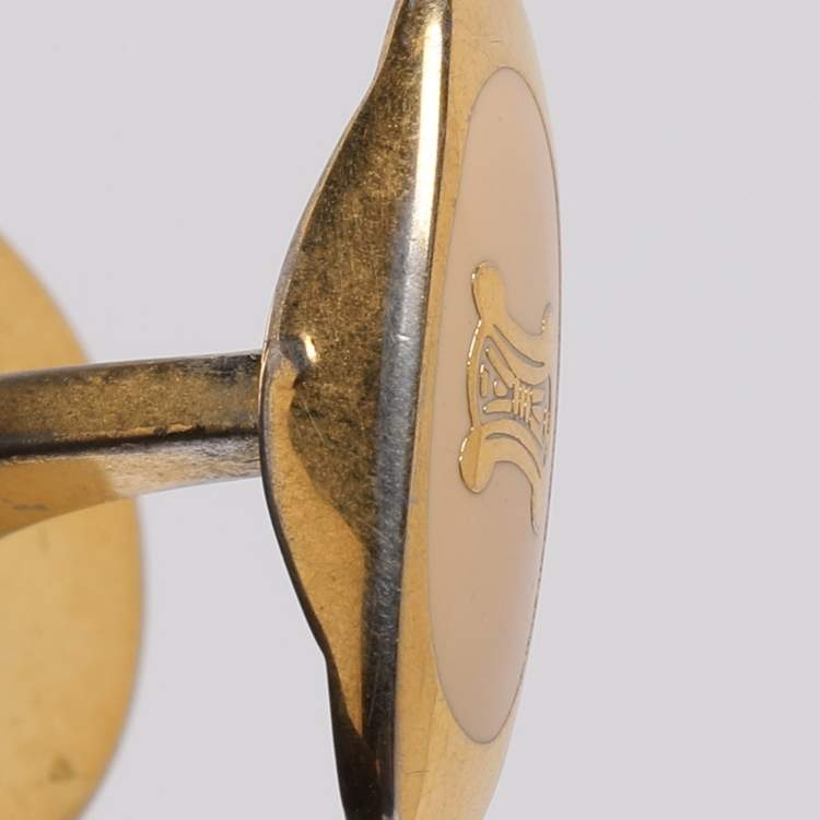 Pre Owned Celine Gold Tone Hardware Triomphe Cufflinks