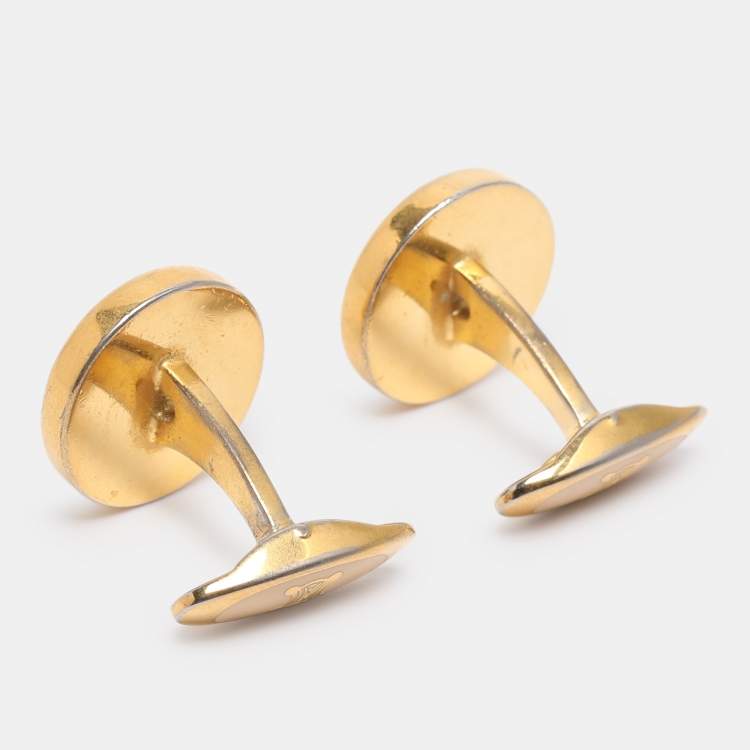 Pre Owned Celine Gold Tone Hardware Triomphe Cufflinks