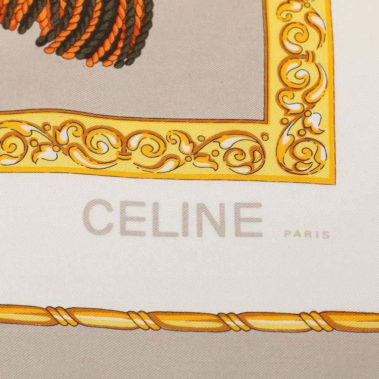 Pre Owned وشاح سيلين حرير بنقوش شرابة متعددة الألوان