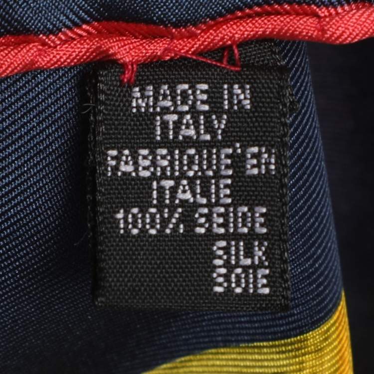 مملوكة مسبقًا وشاح سيلين حرير مطبوع متعدد الألوان أزرق كحلي