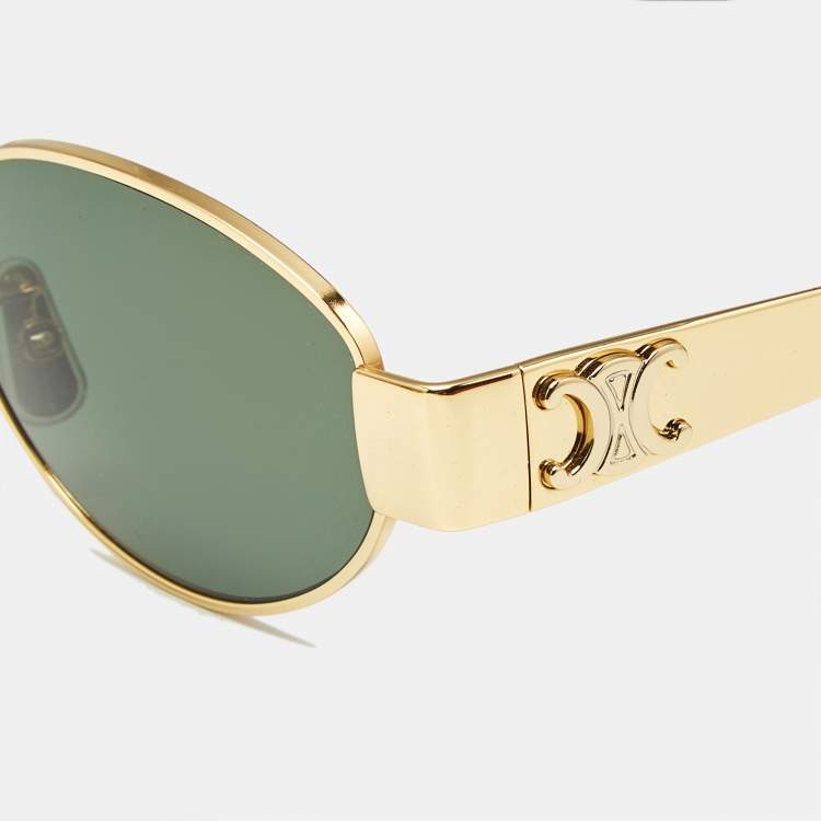 Pre Owned Celine Black/Gold CL40235U Triomphe Oval Sunglasses