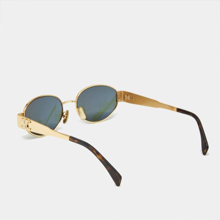 Pre Owned Celine Black/Gold CL40235U Triomphe Oval Sunglasses