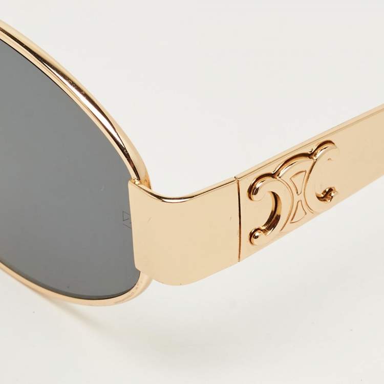 Pre Owned Celine Black/Gold CL40235U Triomphe Oval Sunglasses