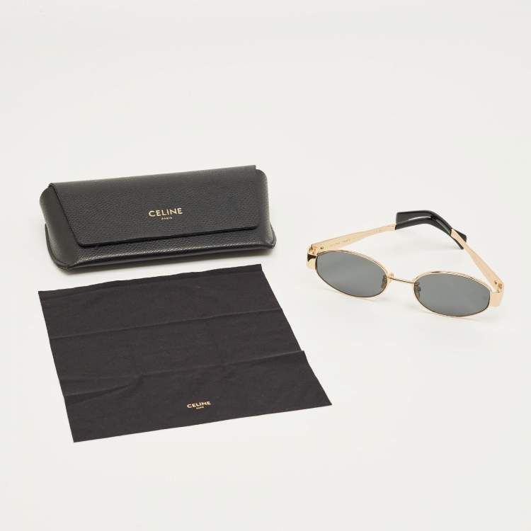 Pre Owned Celine Black/Gold CL40235U Triomphe Oval Sunglasses