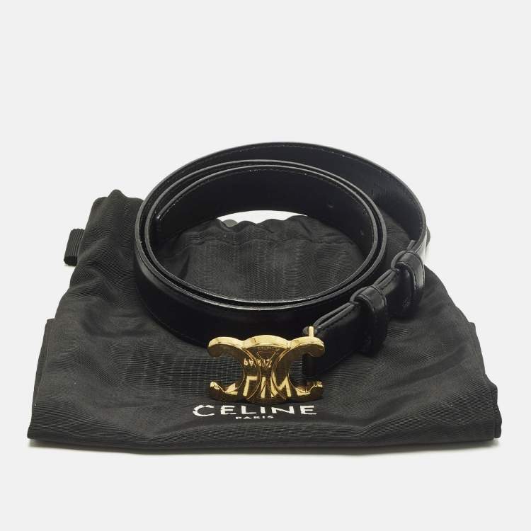 Pre Owned Celine Triomphe Waist Belt Black Leather