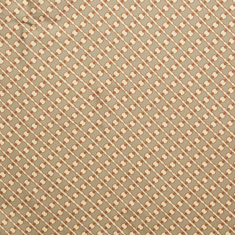 Pre Owned Celine Beige Triomphe Print Silk Square Scarf