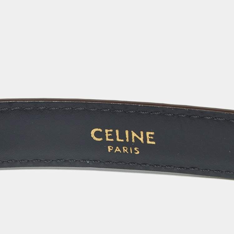 Pre Owned Celine 90 CM Slim Buckle Belt Brown Python