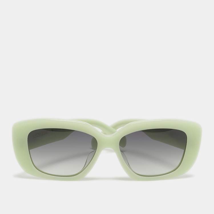 Pre Owned Celine Light Green/Black CL40216U Triomphe Rectangle Sunglasses