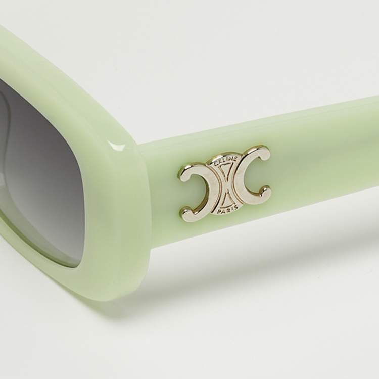 Pre Owned Celine Light Green/Black CL40216U Triomphe Rectangle Sunglasses