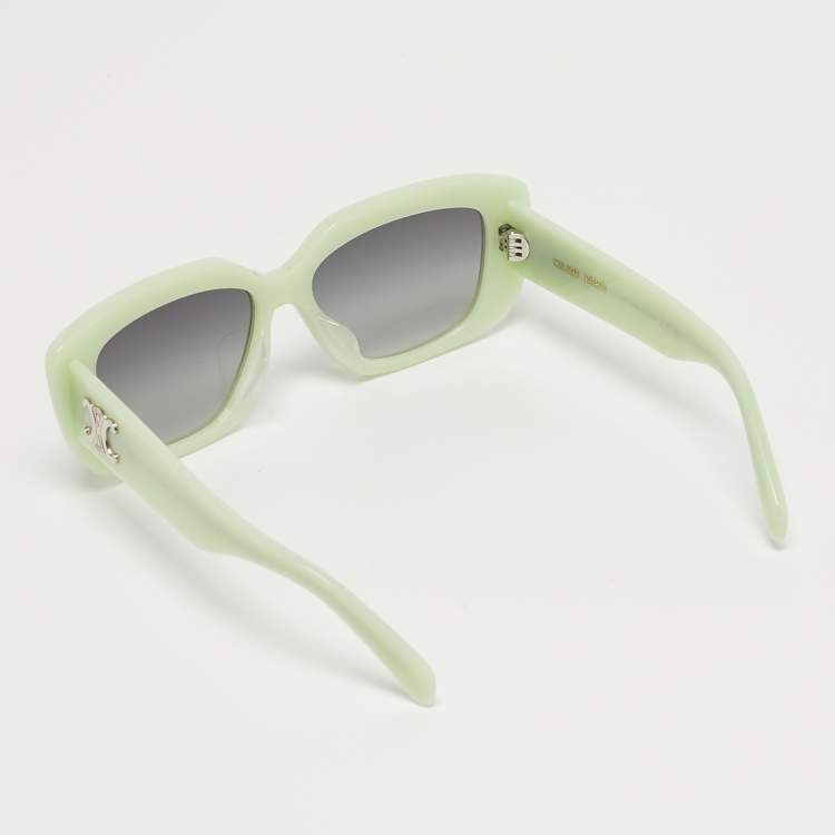 Pre Owned Celine Light Green/Black CL40216U Triomphe Rectangle Sunglasses
