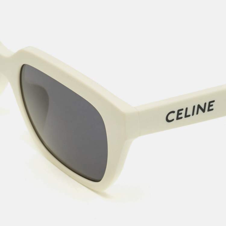 Pre Owned Celine White/Black CL40198F Square Sunglasses