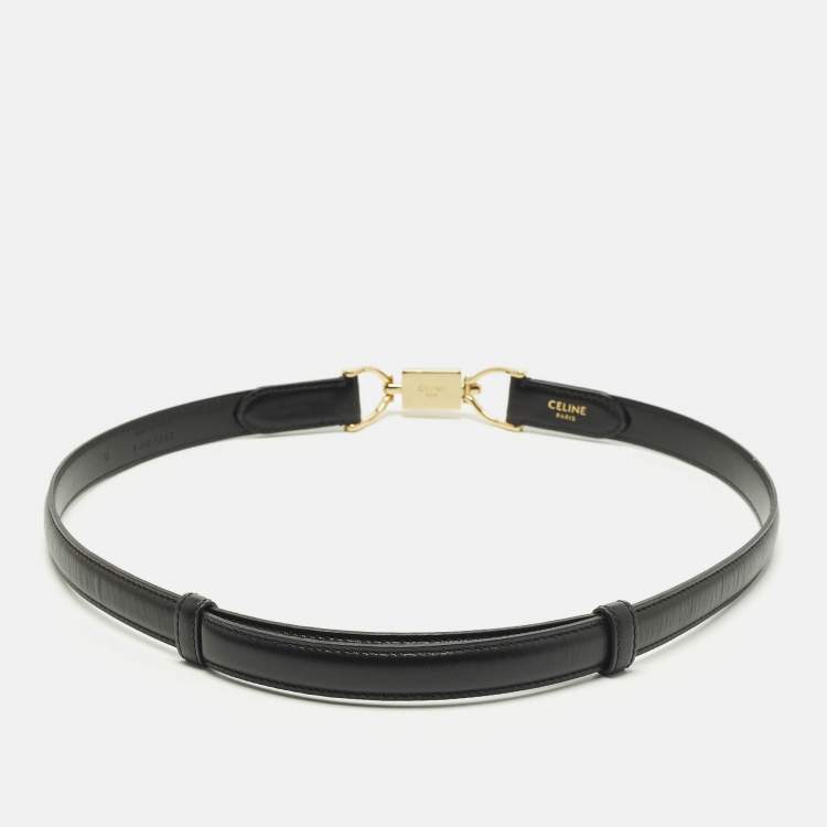 Pre Owned حزام سيلين ماكادام قابل للتعديل إبزيم جلد أسود