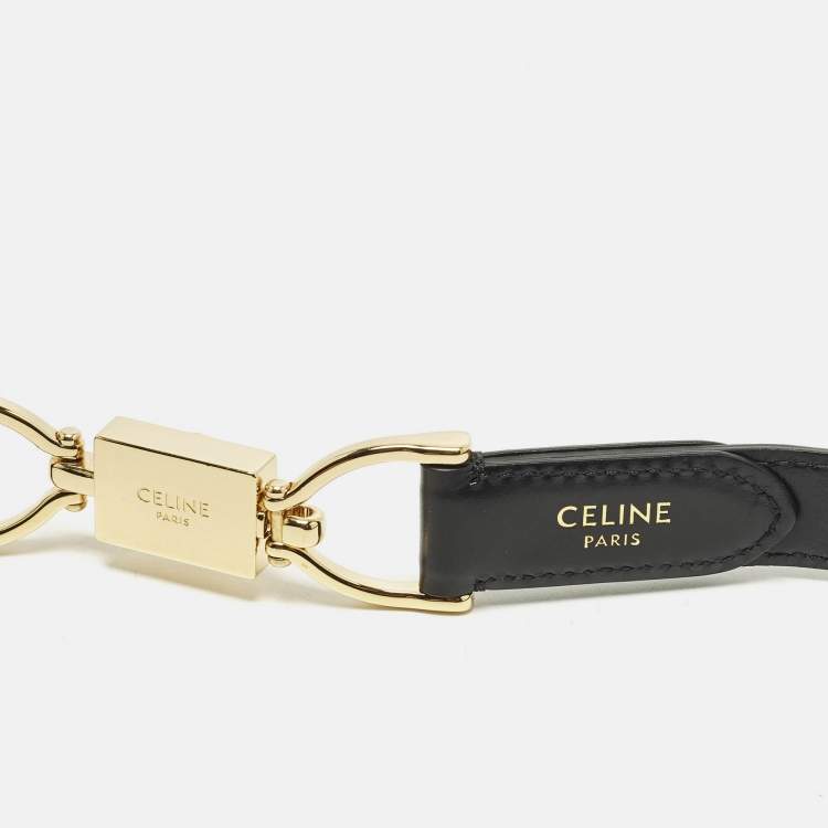 Pre Owned حزام سيلين ماكادام قابل للتعديل إبزيم جلد أسود