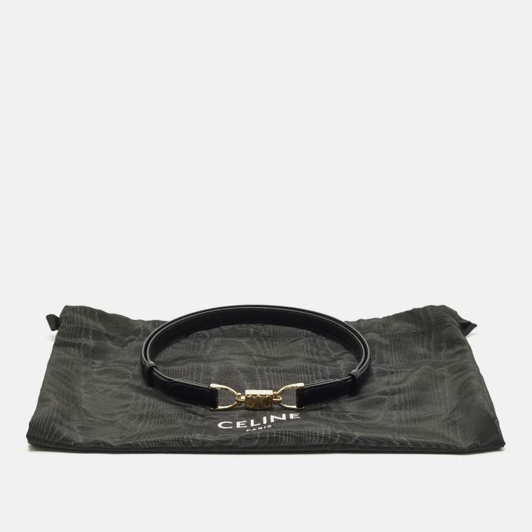 Pre Owned حزام سيلين ماكادام قابل للتعديل إبزيم جلد أسود