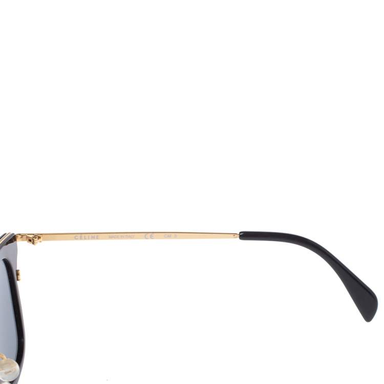 Pre Owned Céline Black & Gold/ Grey CL 41402/s Vic Square Sunglasses