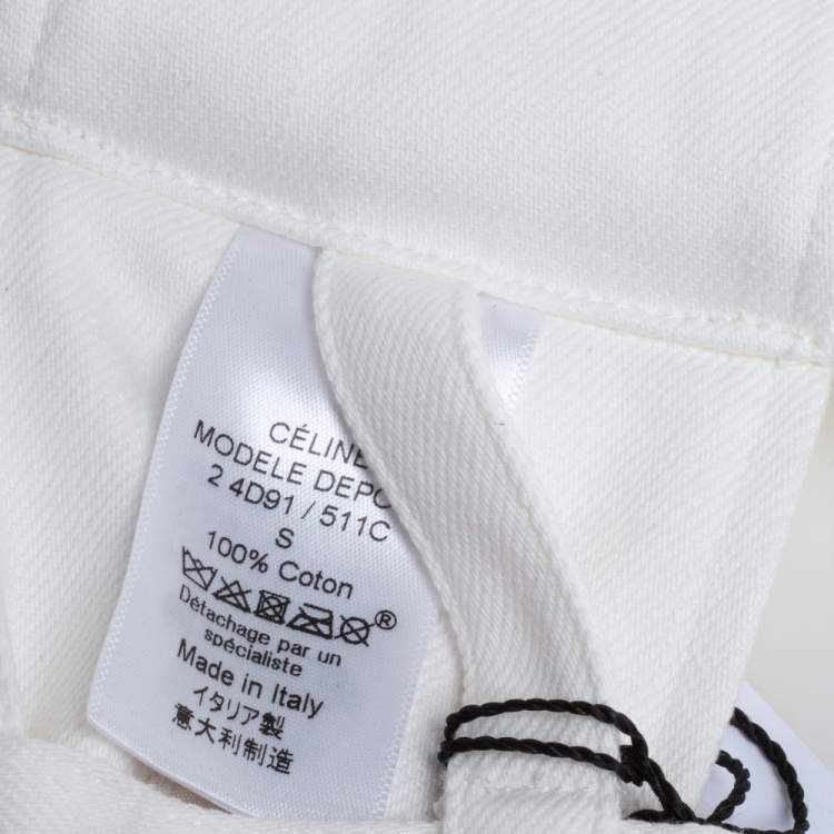 Pre Owned Céline White Denim Oversized Belt S