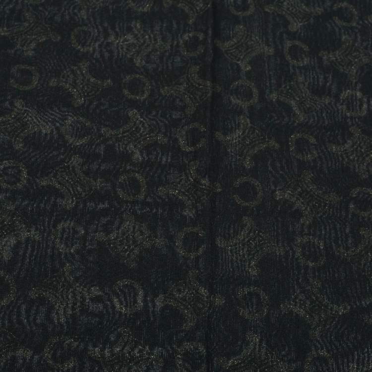 Pre Owned وشاح سيلين قطن �مطبوع شعار الماركة مونوغرامي غرافيتي